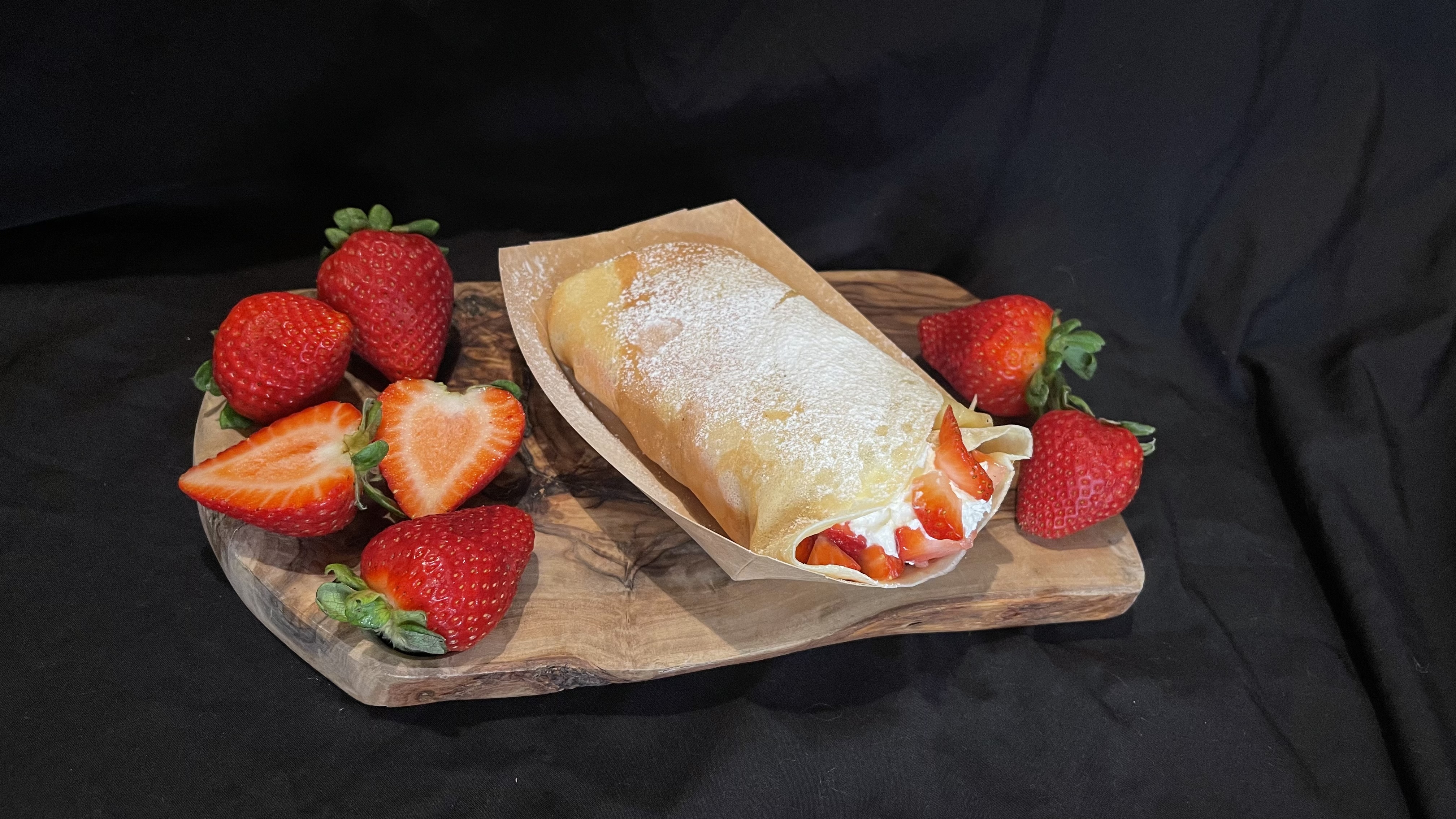 Fresh strawberry crepe